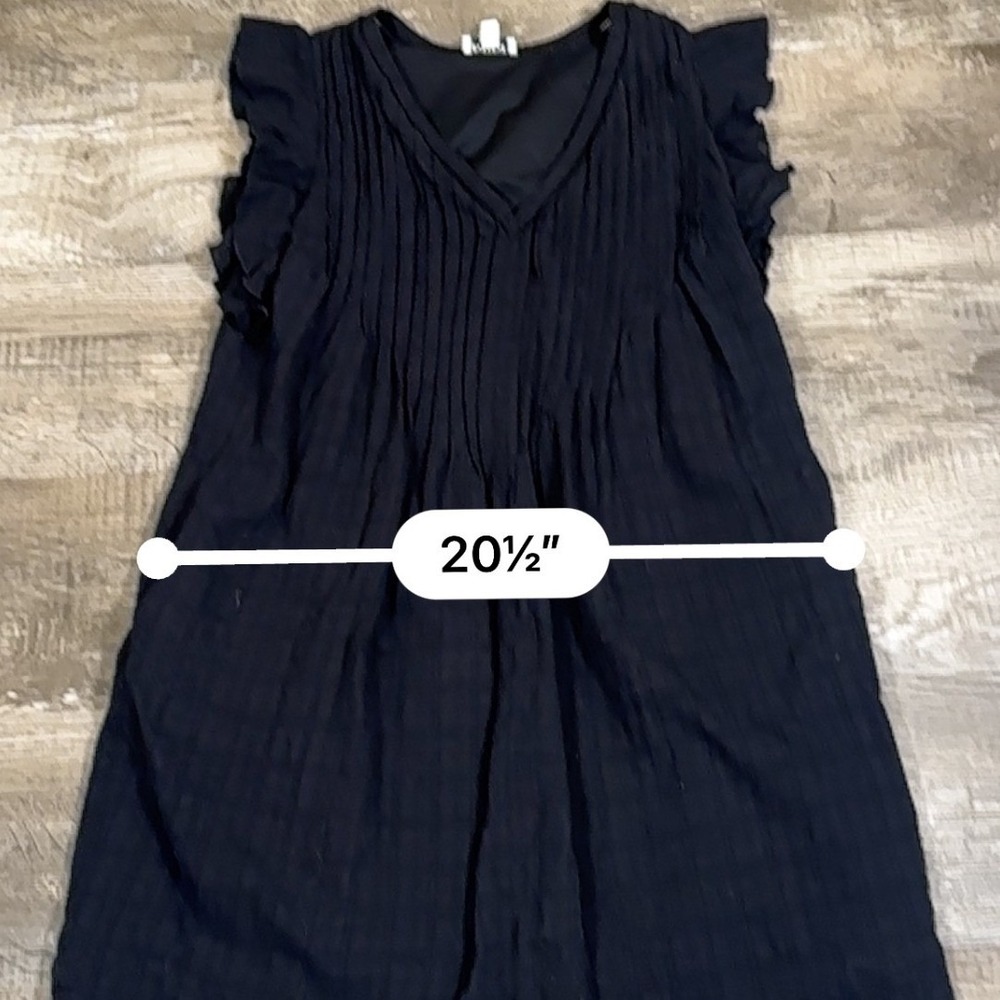 Evereve Womens Black Cotton Gauze Pintuck Ruffle Sleeve Mini Shift Dress Large - Picture 7 of 7